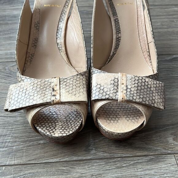FENDI animal snake nude beige color high heels sandals Sz 7 ITALY - Picture 4 of 14